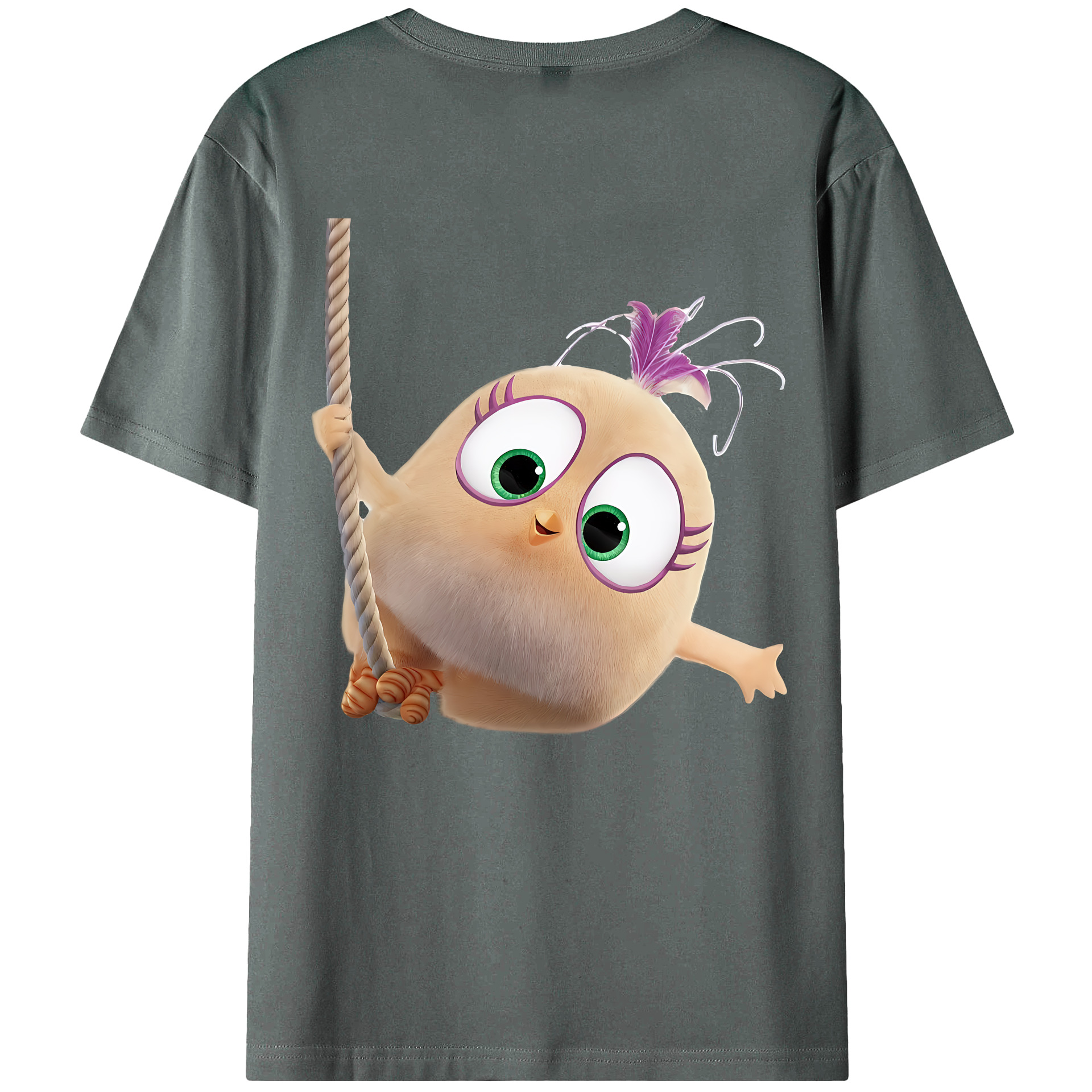 （画像用） Angry Birds アングリーバード 綿100％ メンズ半袖Tシャツ（バックプリント） 通気性